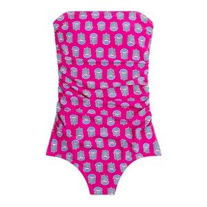 J Crew Factory Strapless Floral Print One Piece Swimsuit | LARGE